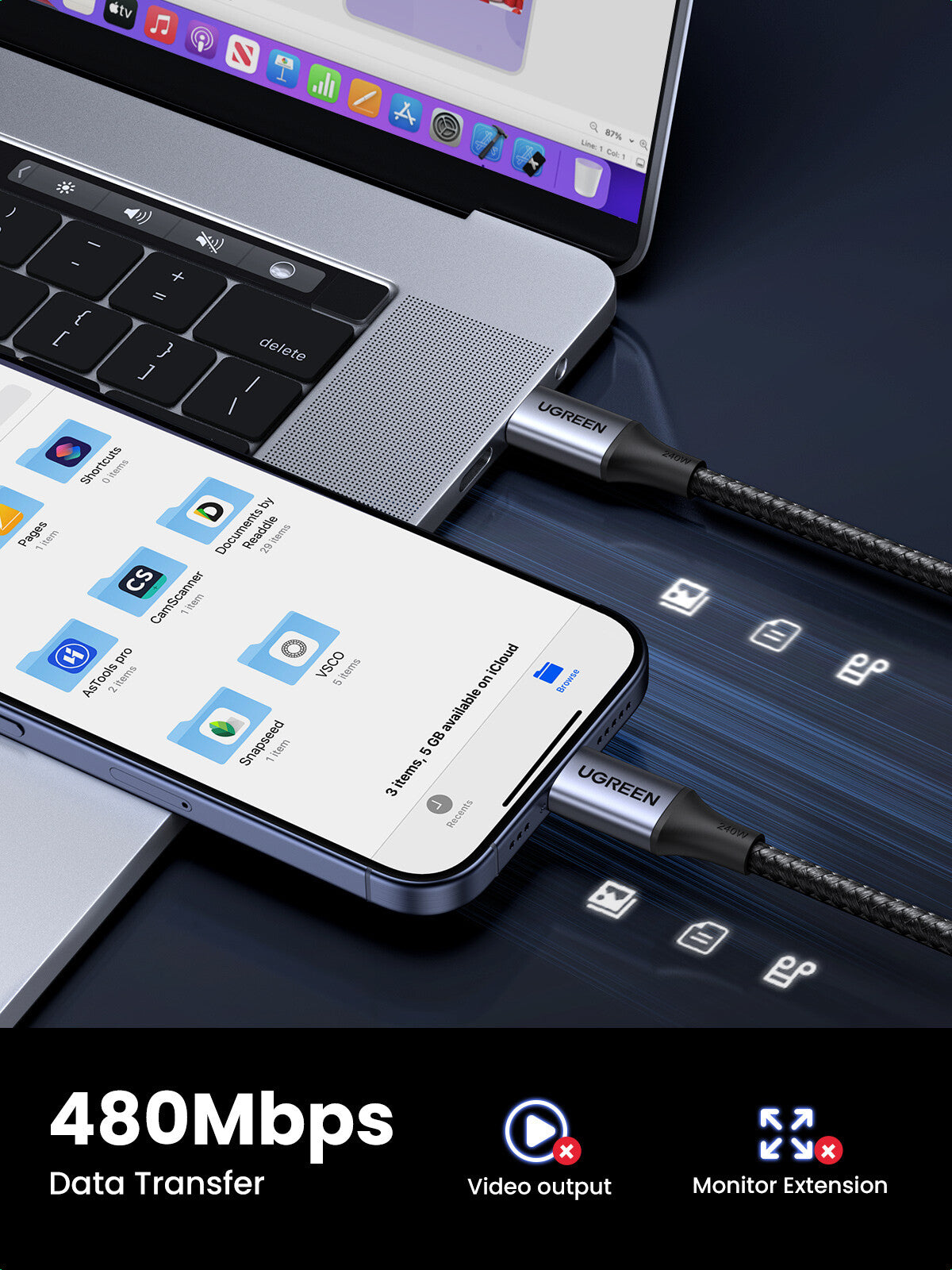 Ugreen 240W USB-C to USB-C Charging Cable 1m