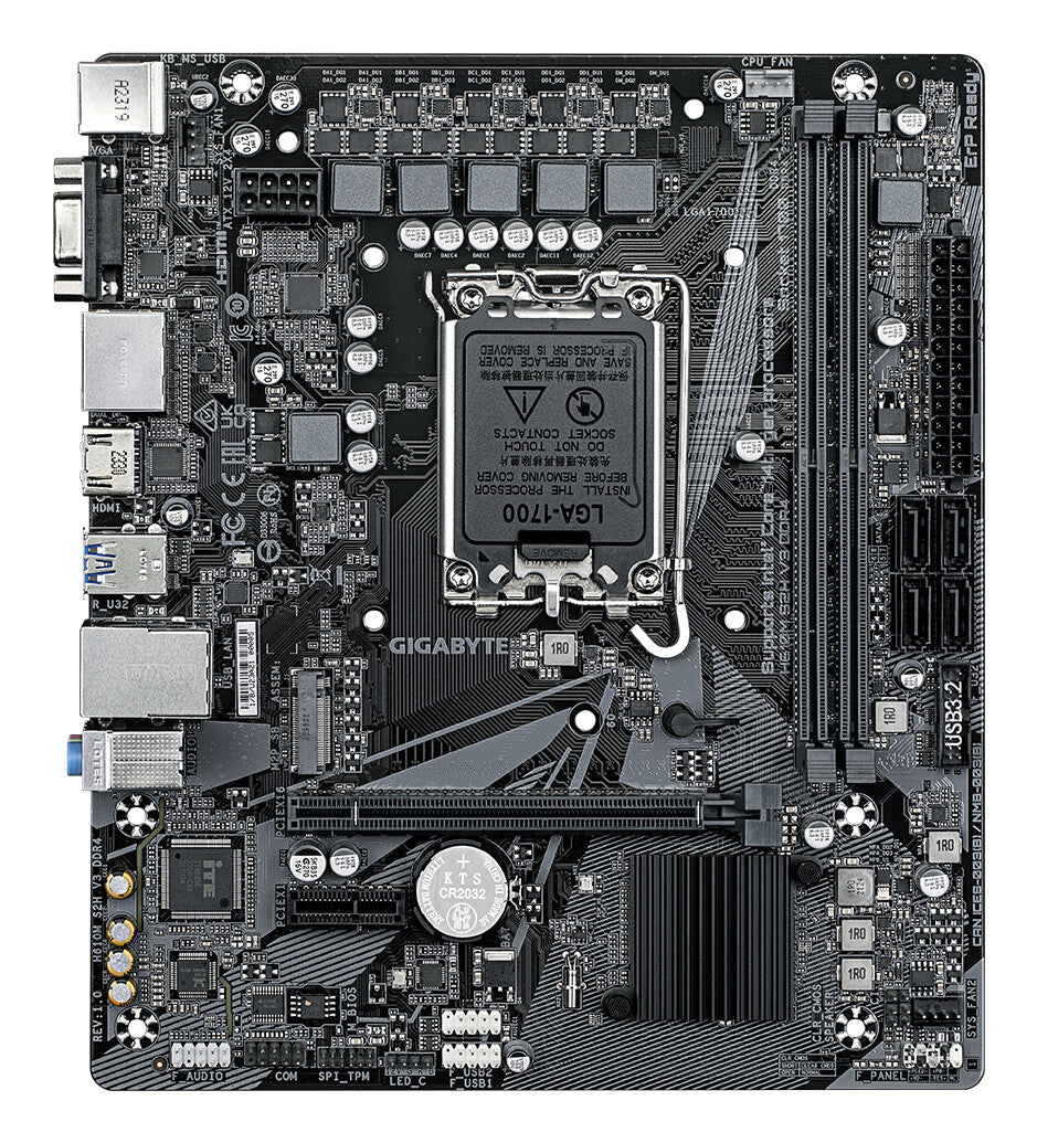 GIGABYTE H610M S2H V3 DDR4 Motherboard - Supports Intel Core 14th CPUs, 4+1+1 Hybrid Digital VRM, up to 3200MHz DDR4, 1xPCIe 3.0 M.2, GbE LAN , USB 3.2 Gen 1