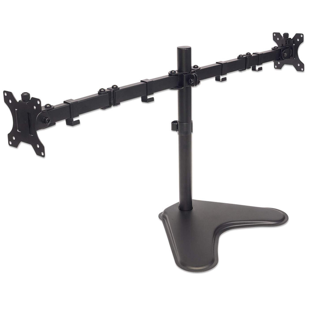 Manhattan Dual Desk Mount for TV & Monitors (Full Motion), For screens: 10-27", Stand Assembly, VESA compatability: 75x75 and 100x100mm - check the dimensions of the four mounting holes on back of screen to ensure it fits, Max 8kg (each), Black, Bracket