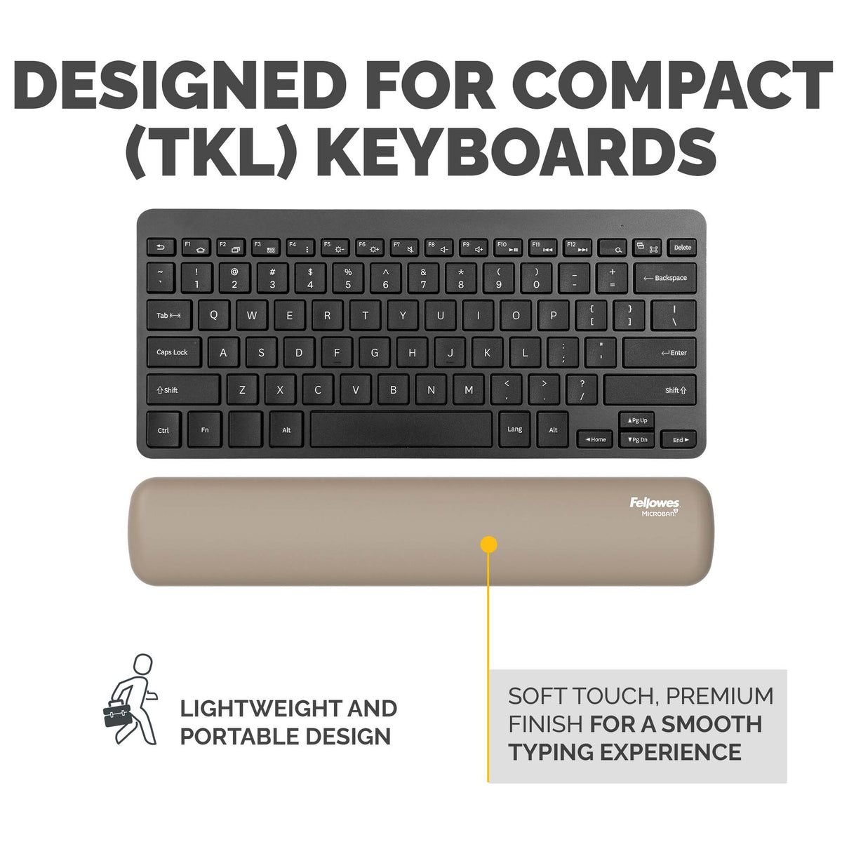 Fellowes Keyboard Wrist Rest Breyta Compact Keyboard Wrist Support with Antibacterial Protection Ergonomic Wrist Support Sand