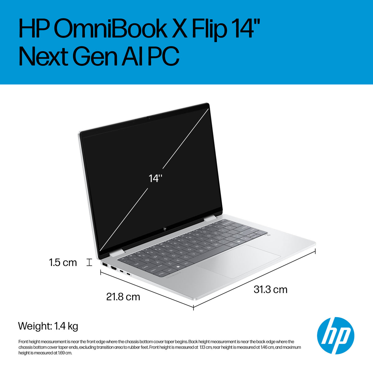 HP OmniBook X FlipNGAI 14-fm0001na Copilot+ PC Intel Core Ultra 7 256V Hybrid (2-in-1) 35.6 cm (14") Touchscreen 3K 16 GB LPDDR5x-SDRAM 1 TB SSD Wi-Fi 7 (802.11be) Windows 11 Home Silver