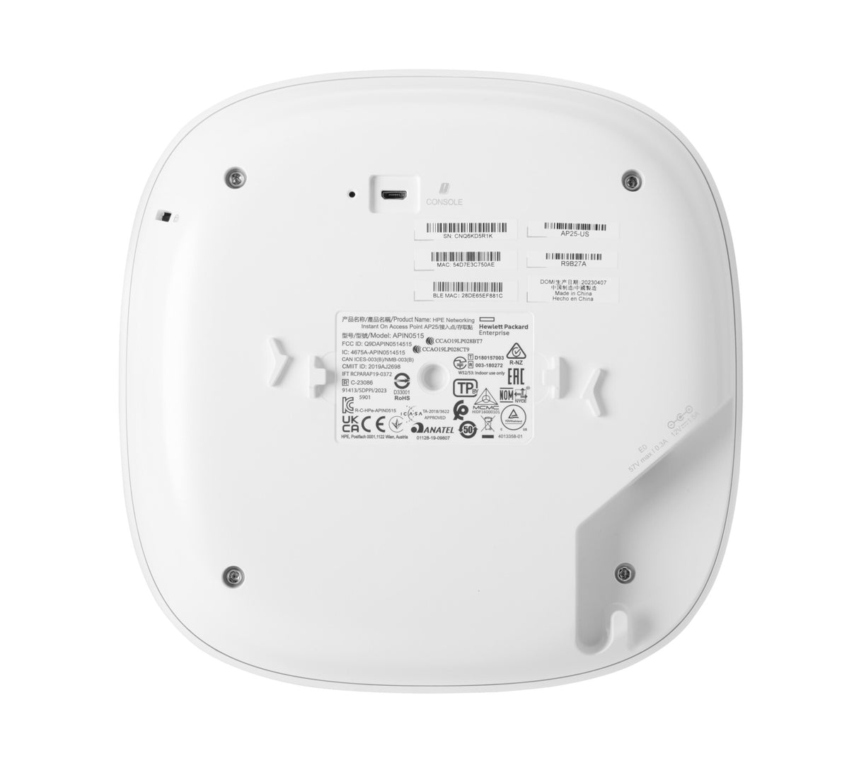 HPE Aruba Networking Networking Instant On Indoor Access Point Wi-Fi 6 4x4 (RW) AP25