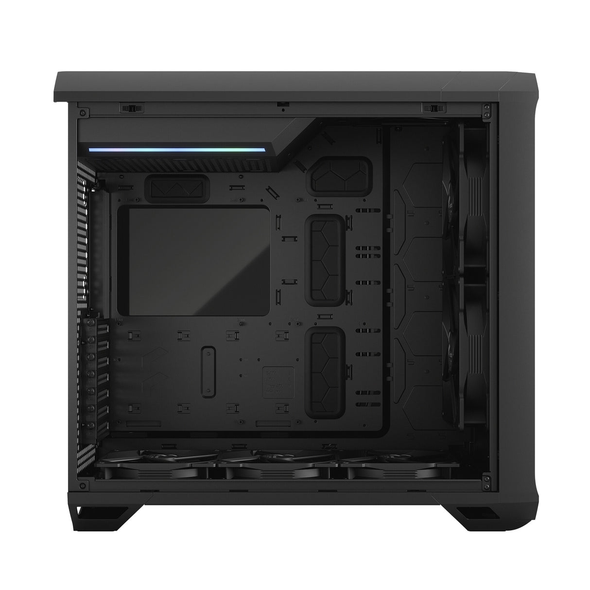 Fractal Design Torrent (Light TG) gabinete para juegos con ventanas de vidrio tintado claro, E-ATX, 5 ventiladores, concentrador de ventilador, tira RGB en cubierta de fuente de alimentación, rejilla frontal, USB-C
