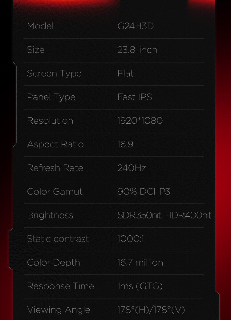 HKC G24H3D 24 Monitor computer monitor 60.5 cm (23.8") 1920 x 1080 pixels Full HD