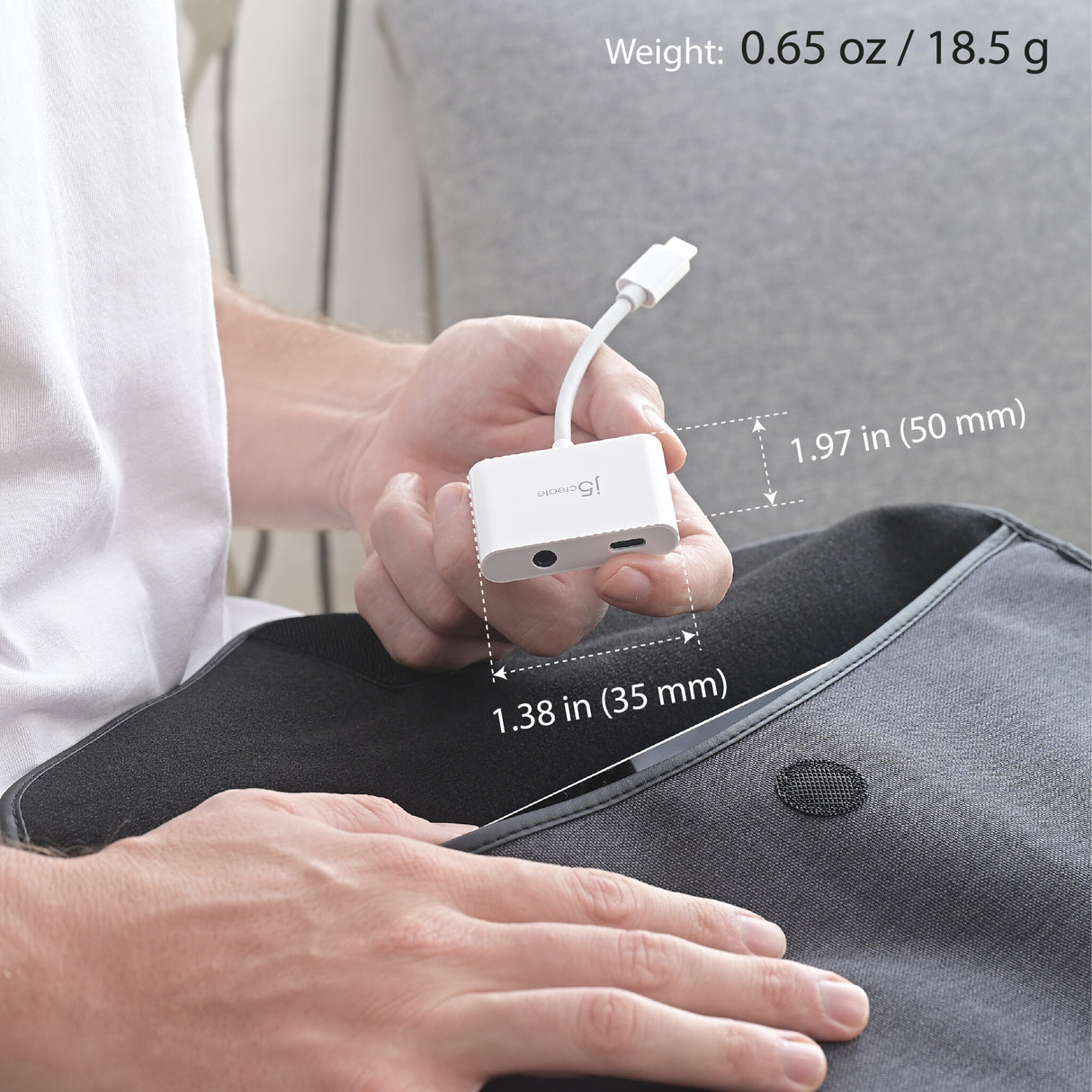 j5create JCA122 USB-C® to 3.5mm Audio Adapter with Power Delivery, Black