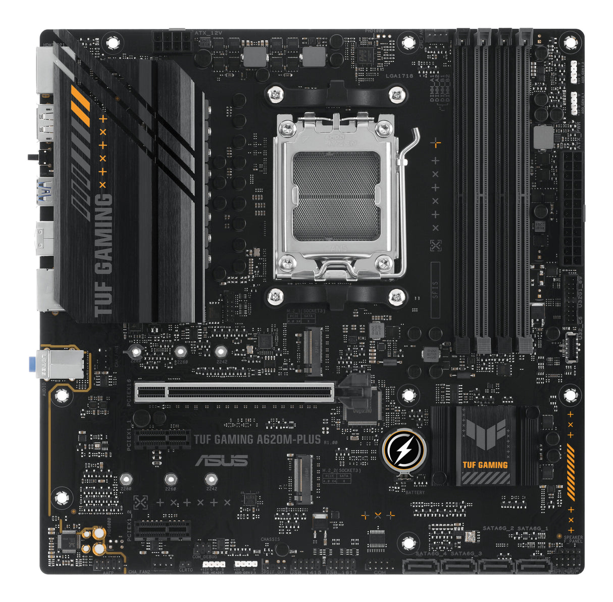 Asus TUF GAMING A620M-PLUS, AMD A620, AM5, Micro ATX, 4 DDR5, HDMI, 2 DP, LAN 2,5G, PCIe4, 2x M.2