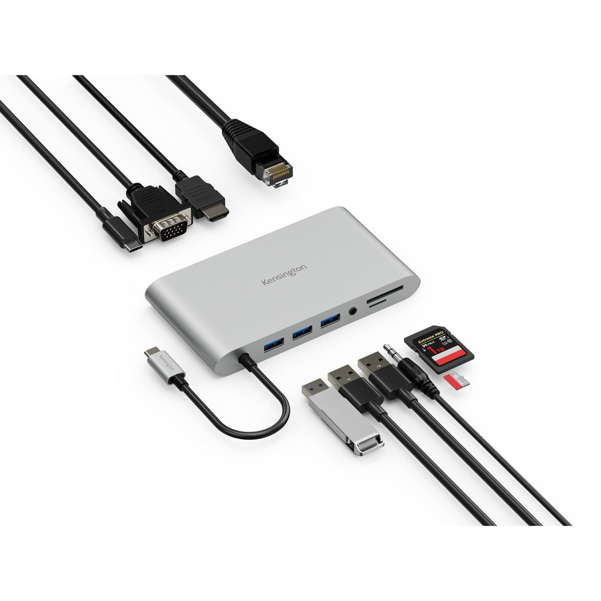 Kensington UH1440P USB-C 5Gbps Dual Video Driverless Mobile Dock – 85W Pass-Through Power – DP/HDMI/VGA