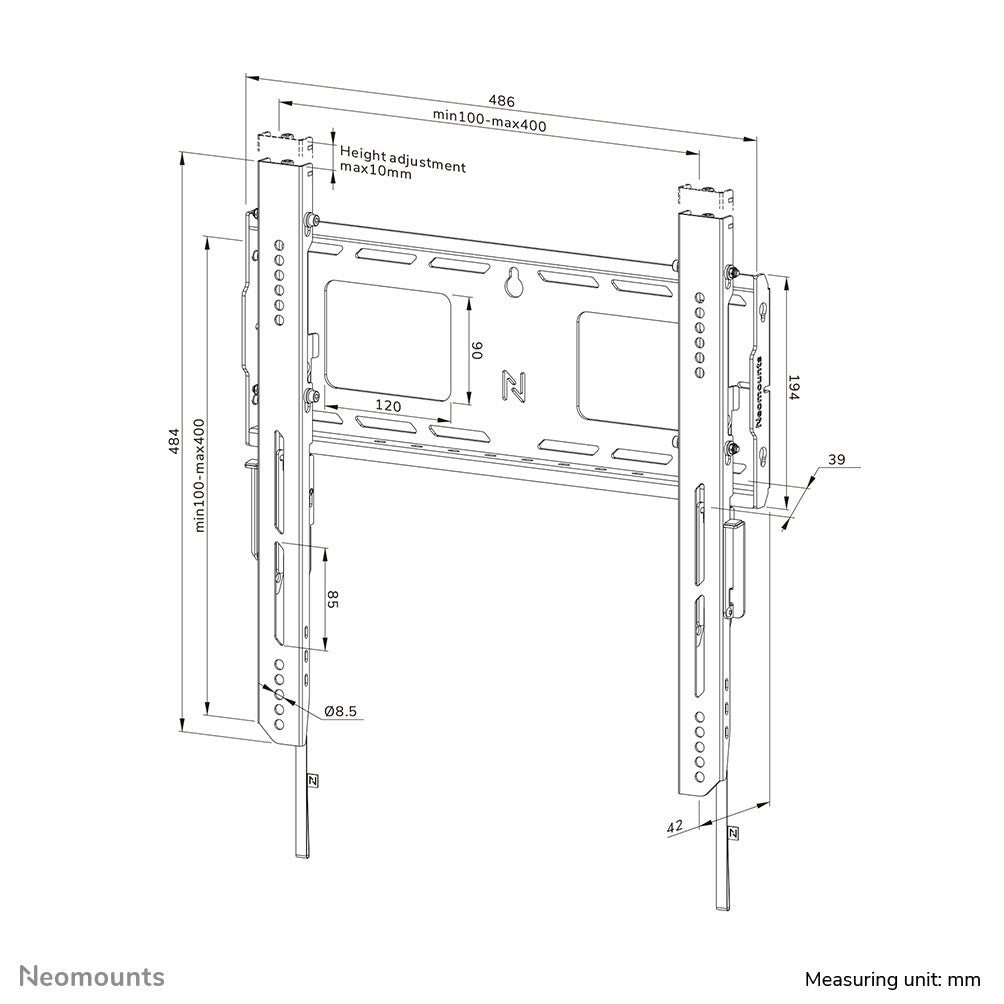 Neomounts WL30-750BL14 Heavy duty wall mount 42-75" - fixed - lockable - fast installation - TÜV