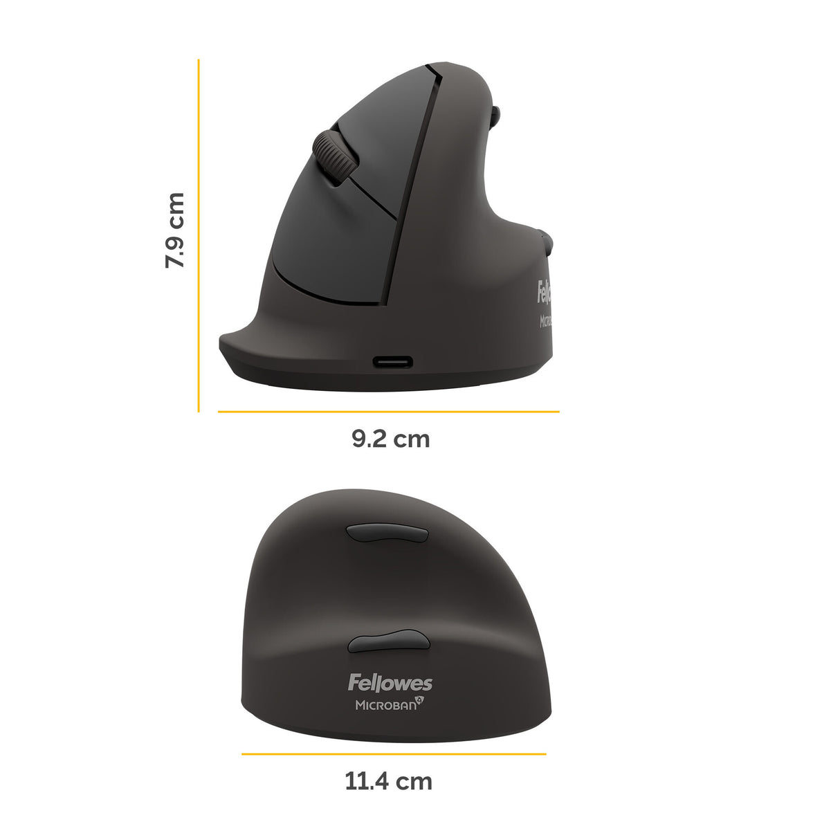 Fellowes Vertical Wireless Mouse Breyta Plus+ Ergonomic Right Handed Vertical Mouse with Antibacterial Protection Large
