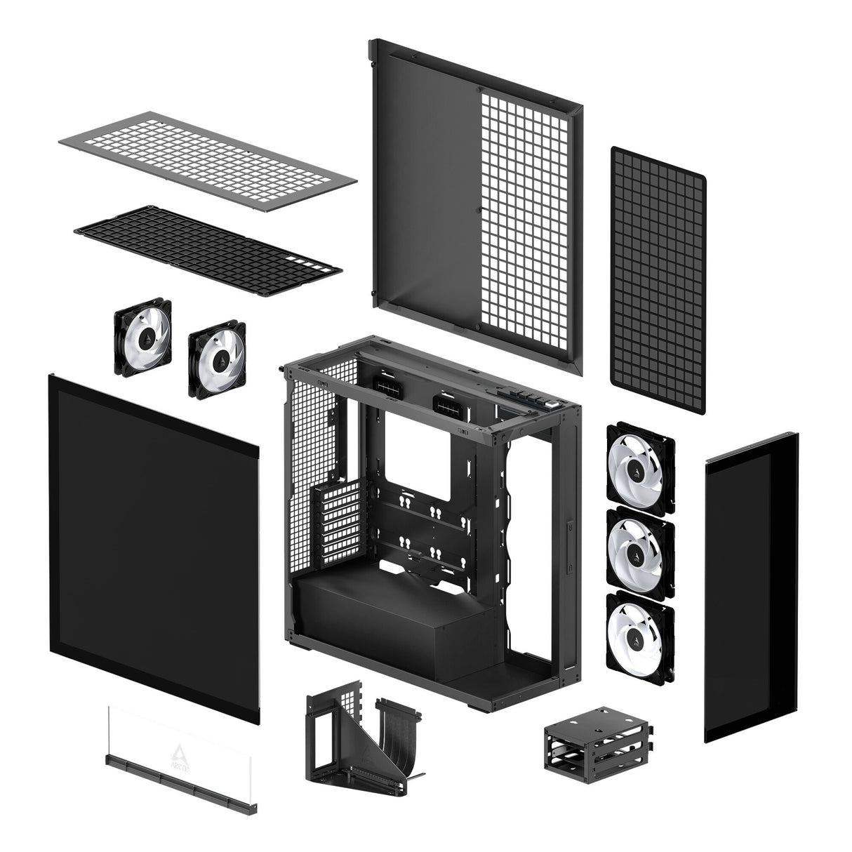 ARCTIC Xtender VG (Mirror Black) Premium E-ATX PC Case with Vertical GPU Mounting