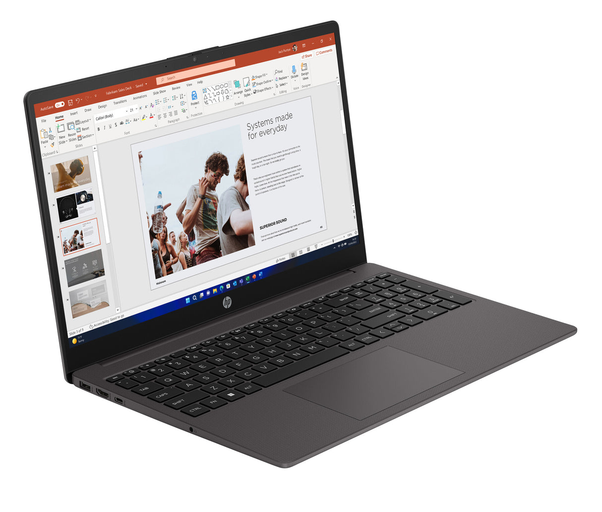 HP 250 G10 Intel® Core™ i3 i3-1315U Laptop 39.6 cm (15.6") Full HD 8 GB DDR4-SDRAM 256 GB SSD Wi-Fi 6 (802.11ax) Windows 11 Pro Black