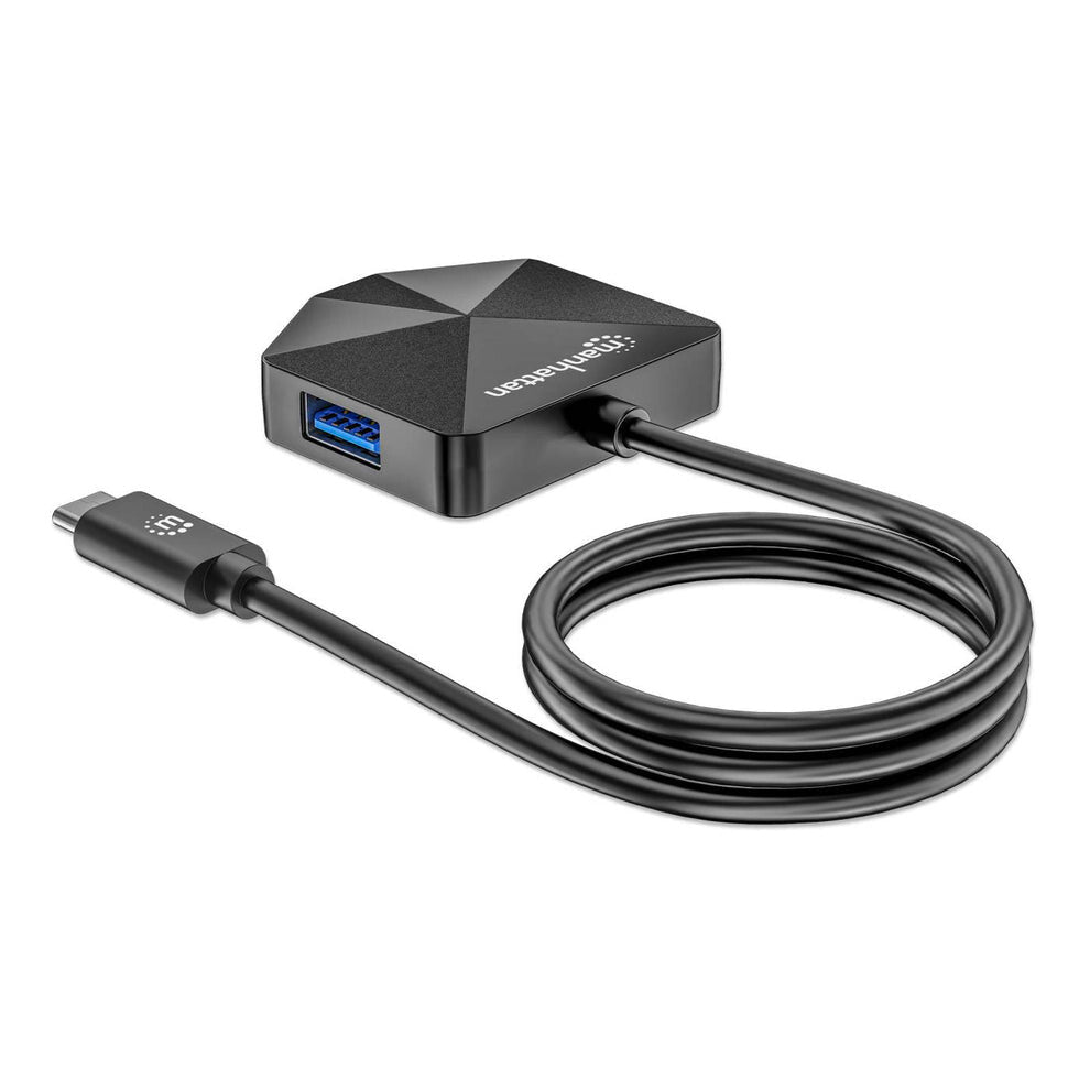 Manhattan USB-C & USB-A Combo Dock/Hub, Ports (4): USB-A (x2) and USB-C (x2), 5 Gbps (USB 3.2 Gen1 aka USB 3.0), Angled Shape for Easy Port Access, USB powered (no external power supply required)