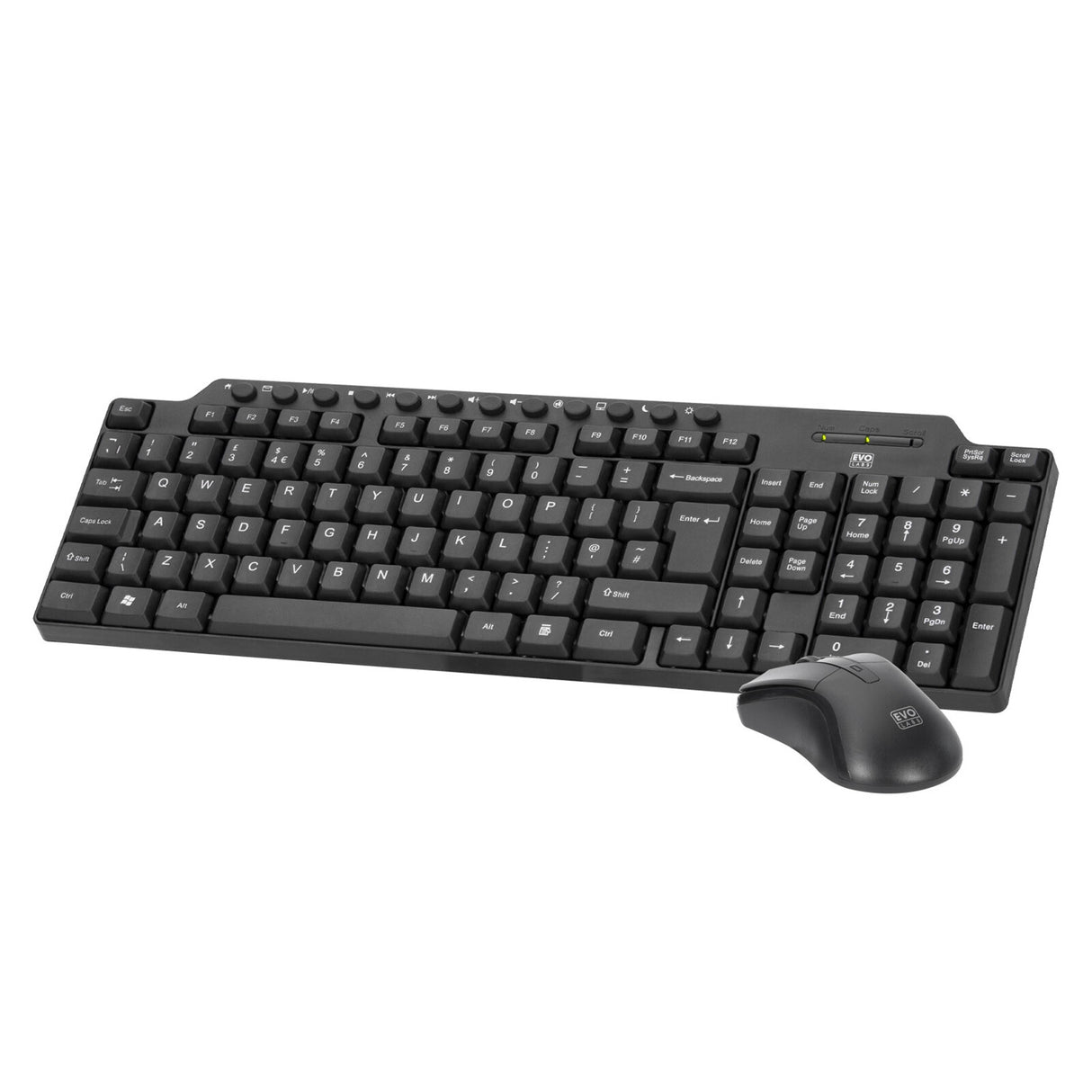 Evo Labs CM-501UK Wired Multimedia and Mouse Combo Set, USB Plug and Play, Full Size Qwerty UK Layout with Optical Sensor Mouse, Ideal for Home or Office, Black keyboard Mouse included Home/Office UK International