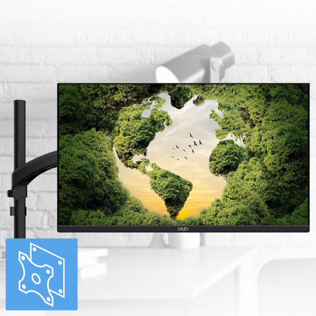 MSI Pro MP245PG 24 Inch Monitor, FHD (1920 x 1080), 100Hz, IPS, 1ms, 1x HDMI 1.4b, 1x DP 1.2a output, 1x D-Sub(VGA), Built-in Speakers, Anti-Glare, Anti-Flicker, Less Blue light, TÜV Certified, VESA, Kensington, 4-way adjustable stand, Black