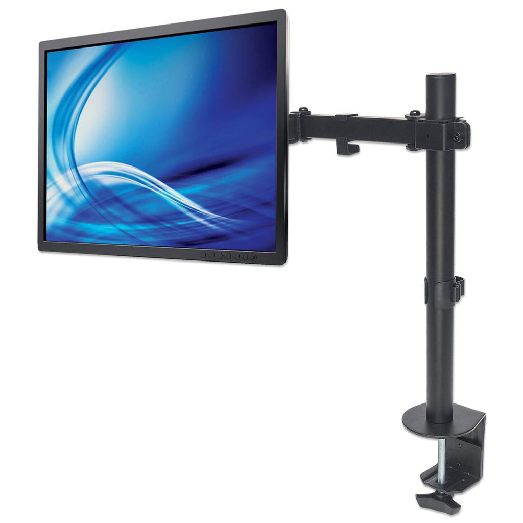 Manhattan Desk Mount for TV & Monitors (Full Motion), For screens 13" to 27", Clamp fitting to desk, VESA compatability: 75x75mm and 100x100mm - check the dimensions of the four mounting holes on back of screen to ensure it fits, Max 8kg, Bracket, Lifetim