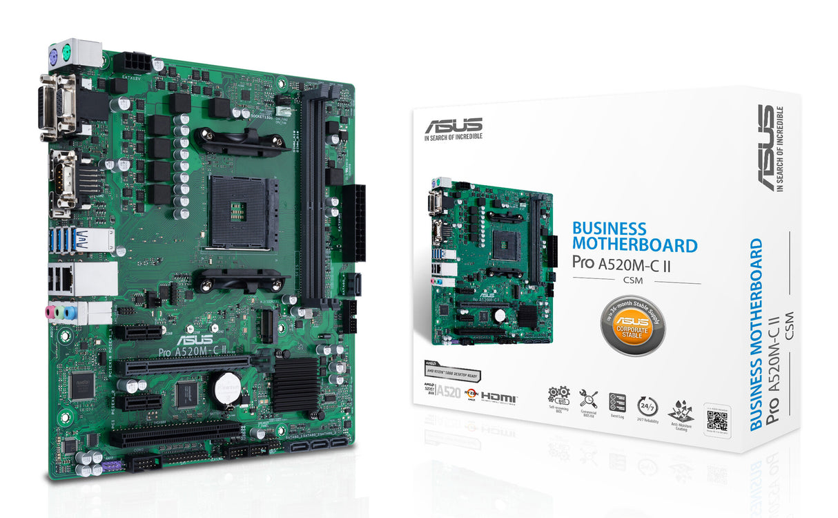 ASUS PRO A520M-C II/CSM AMD A520 Socket AM4 micro ATX