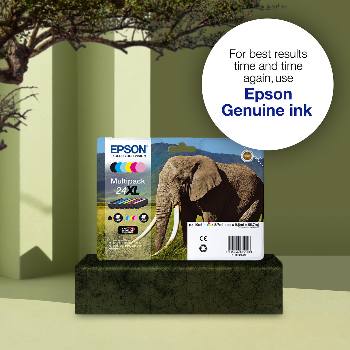 Epson Elephant 24XL Claria Photo HD Single Yellow Ink