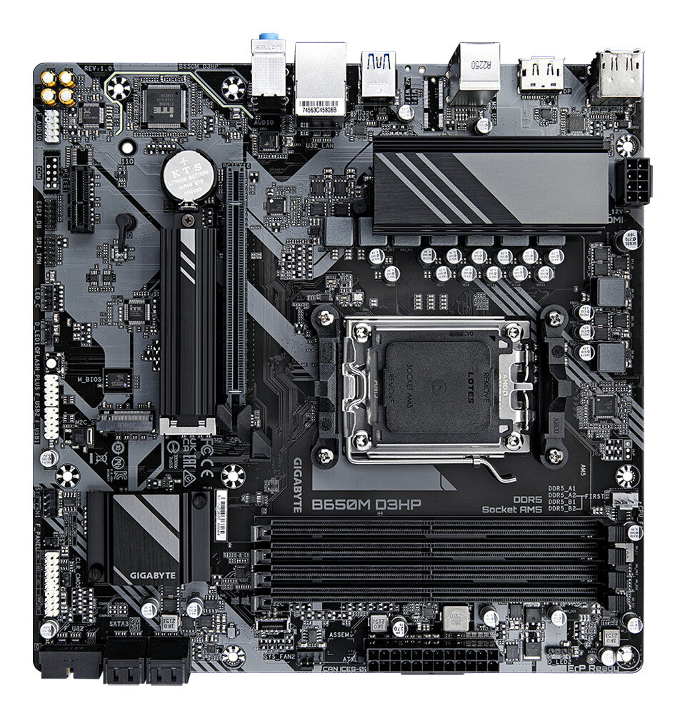 Carte mère Gigabyte B650M D3HP DDR5, Socket AMD AM5, Micro ATX, 1x PCIe 4.0 x16, 1x PCIe 3.0 x1, 2x M.2 2280 PCIe 4.0, Realtek 2.5GbE LAN, HDMI/DisplayPort