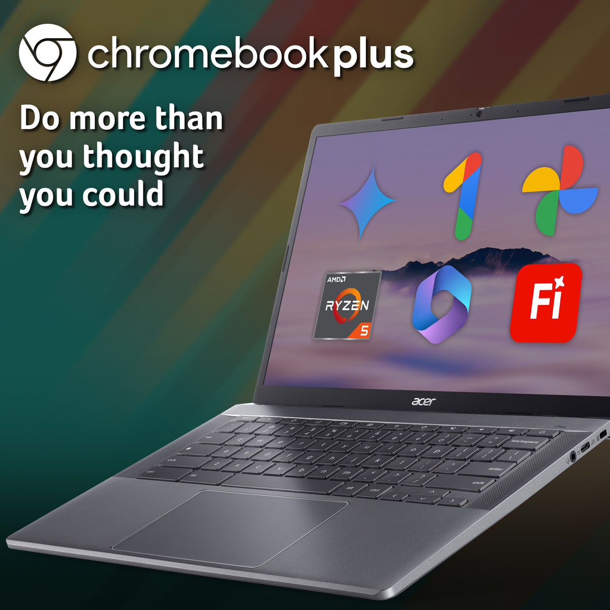 Acer Chromebook Plus 514 CB514-3H - AMD Ryzen 5 7520C, 8GB, 256GB SSD, 14" WUXGA, Google Chrome OS, Iron