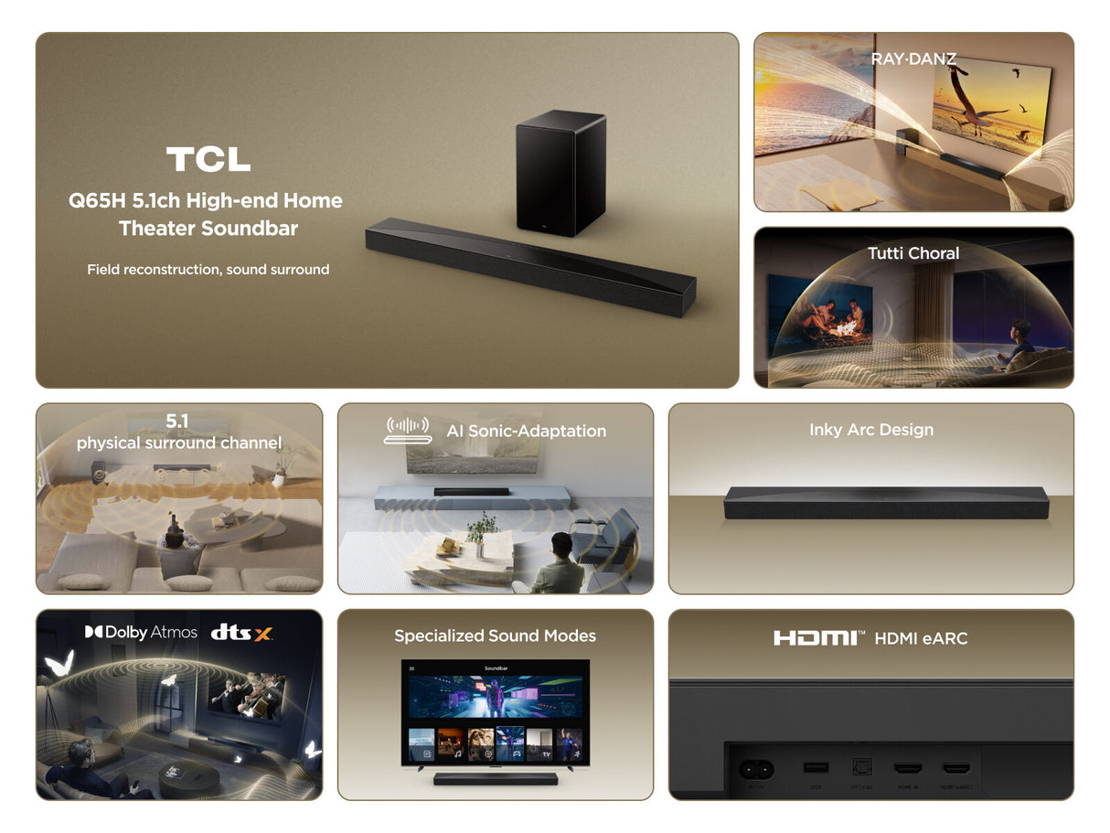 TCL Q Q65HK soundbar speaker Black, Titanium 5.1 channels 290 W