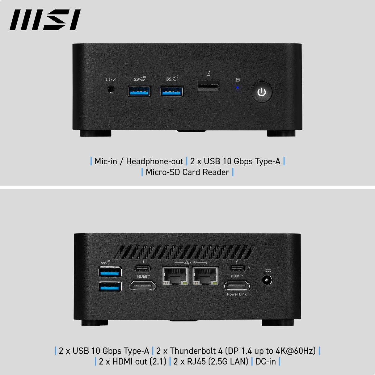 MSI Cubi NUC 13MQG Intel Core i7 1365U vPRO Barebone, NUC, SFF, Mini Computer, HTPC, (NO RAM, NO Storage, NO OS), vPRO/Intel Graphics/DDR5/Dual ThunderBolt 4/Dual HDMI/Dual LAN/WiFi 6E/BT 5.3/VESA