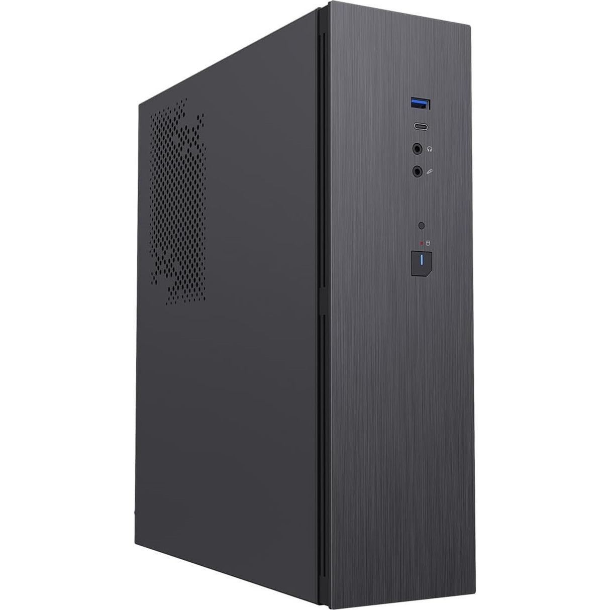 CiT S8i SFF Micro-ATX PC Case - 8.3L Compact Desktop Chassis, Brushed Front, 1 x 80mm Fan, 2 x USB 3.0, TFX PSU Support, Black