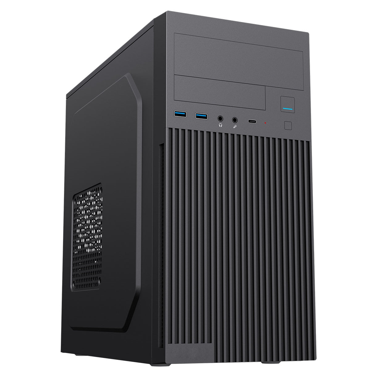 CiT Mentor Micro-ATX Office PC Case With USB Type C and 80mm Rear Black Fan Included
