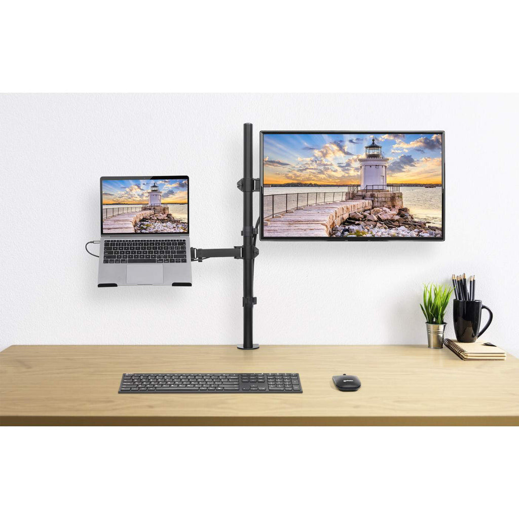 Manhattan Desk Mount for Monitors & Laptop Combo (Full Motion), For screens: 10-27", Laptop up to 17", Clamp Assembly, VESA compatability: 75x75 and 100x100mm - check the dimensions of the four mounting holes on back of screen to ensure it fits, Max 8kg,