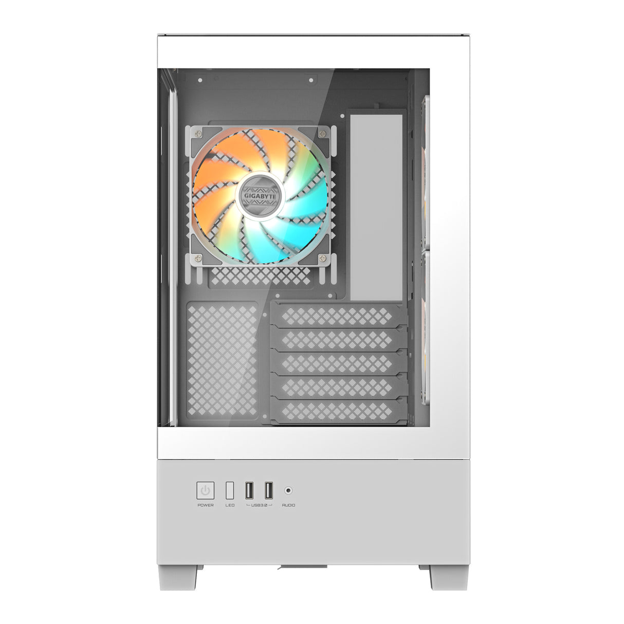 GIGABYTE C201 PANORAMIC ICE PC Case - Mid Tower, m-ATX, 360mm radiator support, 3 Pre-installed Fans, USB 3.0, Support RGB Fusion