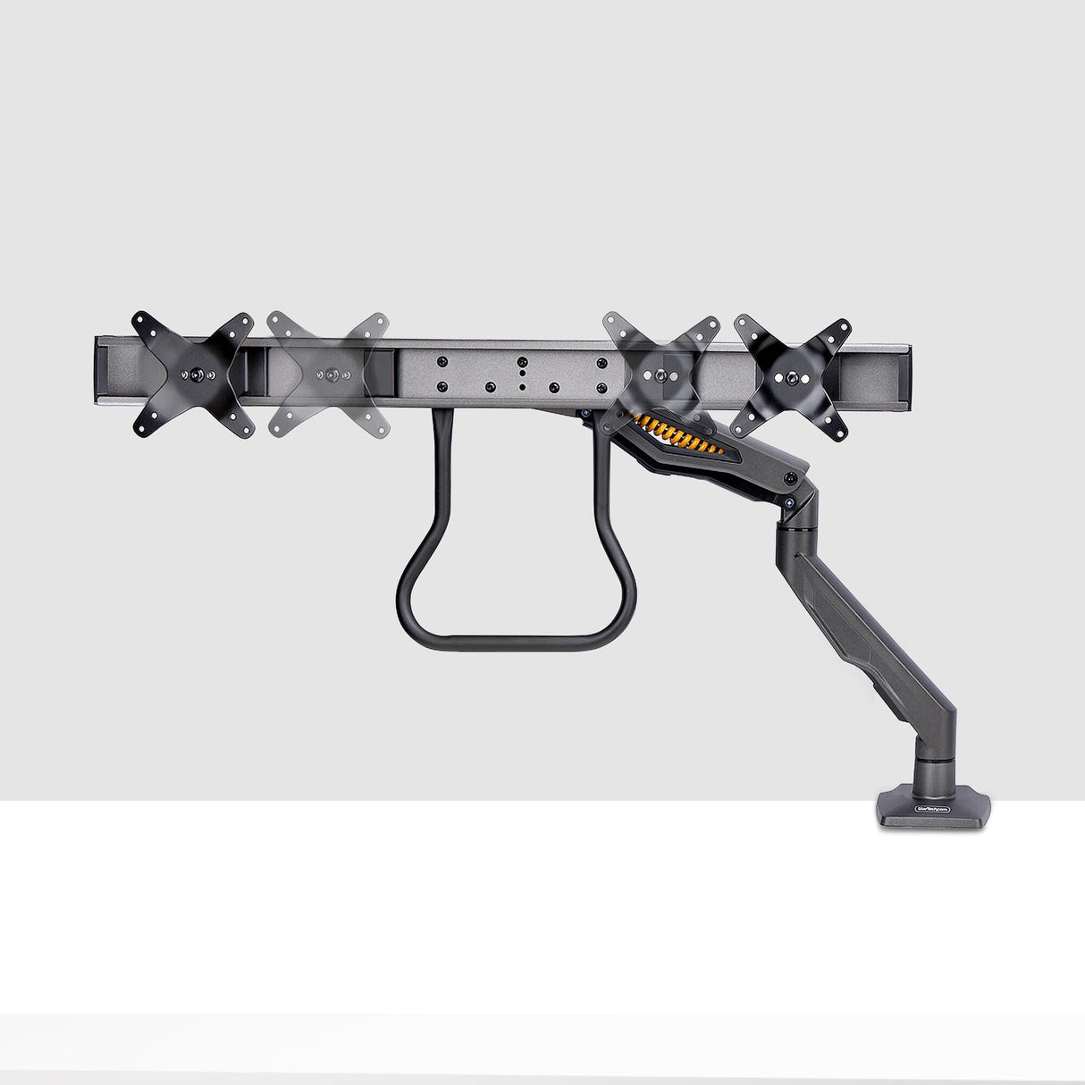 StarTech.com Desk Mount Dual Monitor Arm with Crossbar, Up To 27" Displays, VESA 75x75/100x100, Max 33lb/15kg, C-Clamp, Fully Articulating, Mechanical Spring, TAA