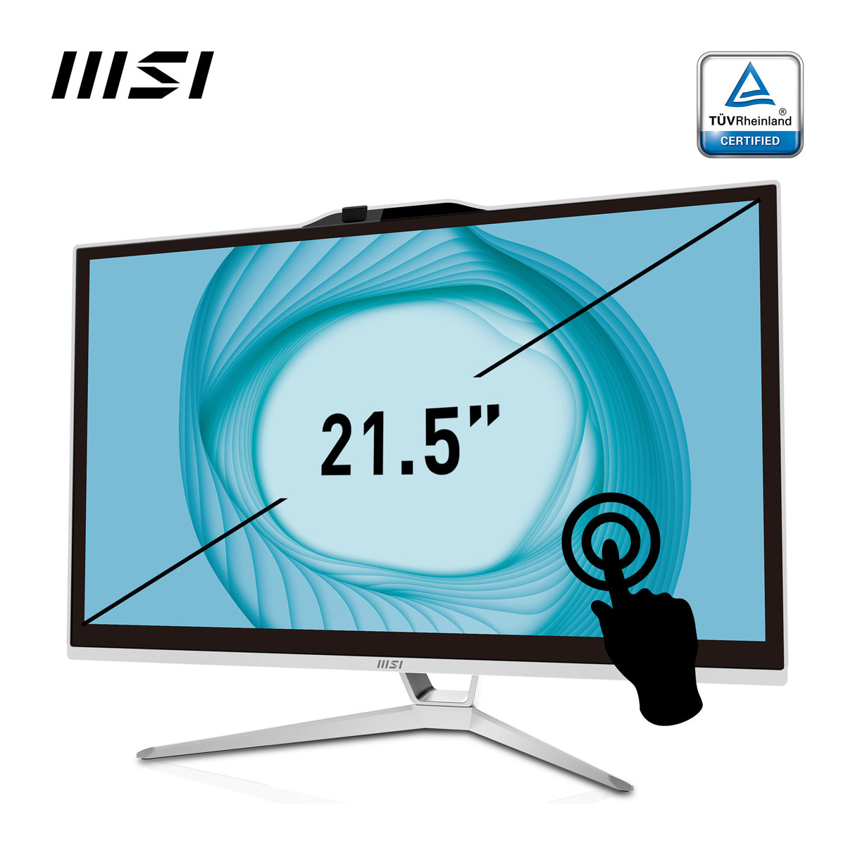 MSI Pro AP222T 13M Intel Pentium Gold G7400 All in One PC, (4GB RAM, 128GB SSD, Windows 11PRO), 21.5 Inch 10-point touch Screen/UHD Graphics/Type-C/COM Port/Dual LAN/HDMI/WiFi 5/BT 5.1/VESA/SD Card Reader