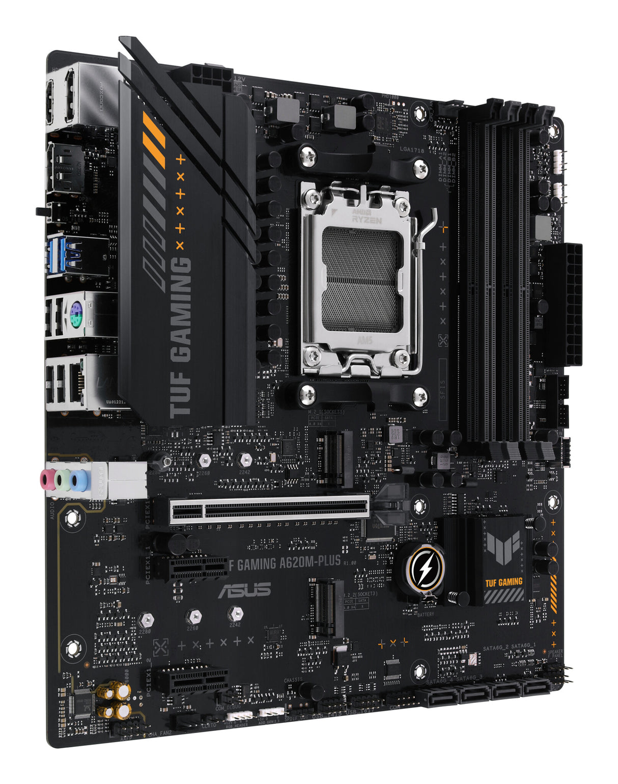 Asus TUF GAMING A620M-PLUS, AMD A620, AM5, Micro ATX, 4 DDR5, HDMI, 2 DP, LAN 2,5G, PCIe4, 2x M.2