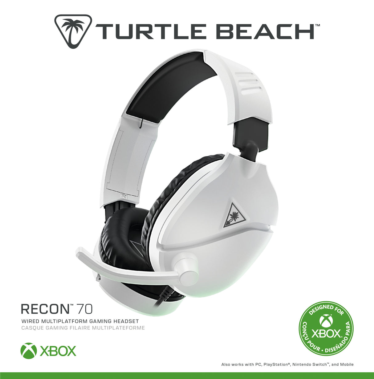 Turtle Beach Recon 70 White Xbox Wired Gaming Headset. Officially Licensed for Xbox Series X or S and Xbox One