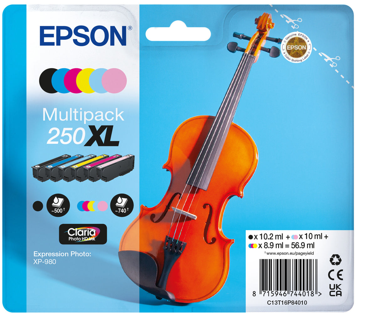Epson Multipack 6-colours 250XL Violin Claria Photo HD Ink