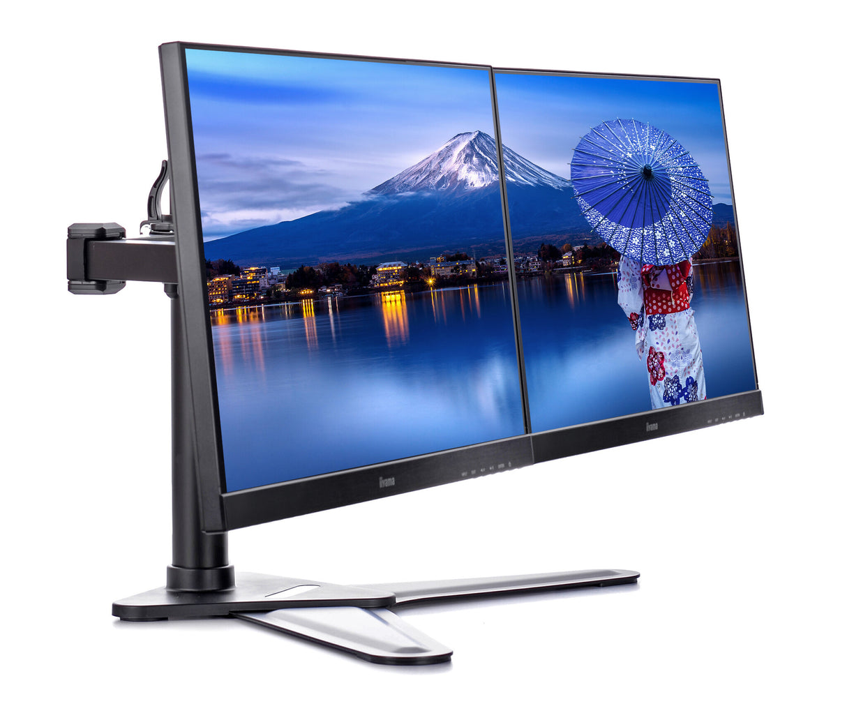 iiyama The DS1002D-B1 is a desk mount stand for two flat screens up to 30”