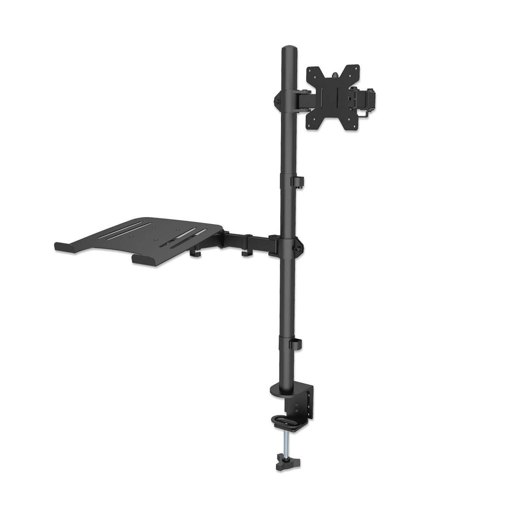 Manhattan Desk Mount for Monitors & Laptop Combo (Full Motion), For screens: 10-27", Laptop up to 17", Clamp Assembly, VESA compatability: 75x75 and 100x100mm - check the dimensions of the four mounting holes on back of screen to ensure it fits, Max 8kg,