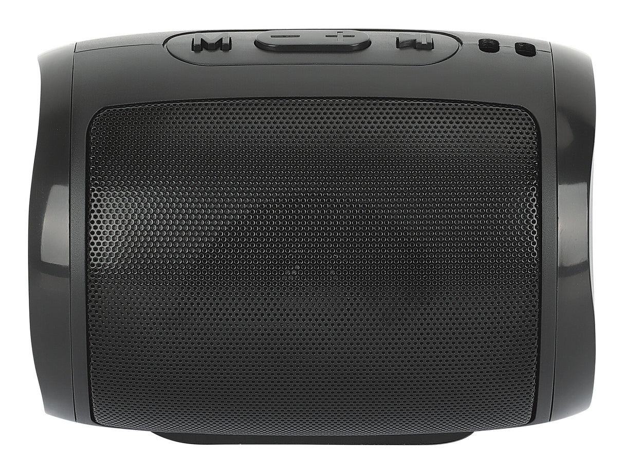 Manhattan Mini Boombox Bluetooth Speaker, Integrated Controls, Microphone, Up to 4 hours Playback time, Range 10m, microSD card reader (32GB), USB-A port for MP3, Output decent 5W, USB-C/USB-A charging cable (30cm) incl, 800mAH battery, Bluetooth v5.3, Bl