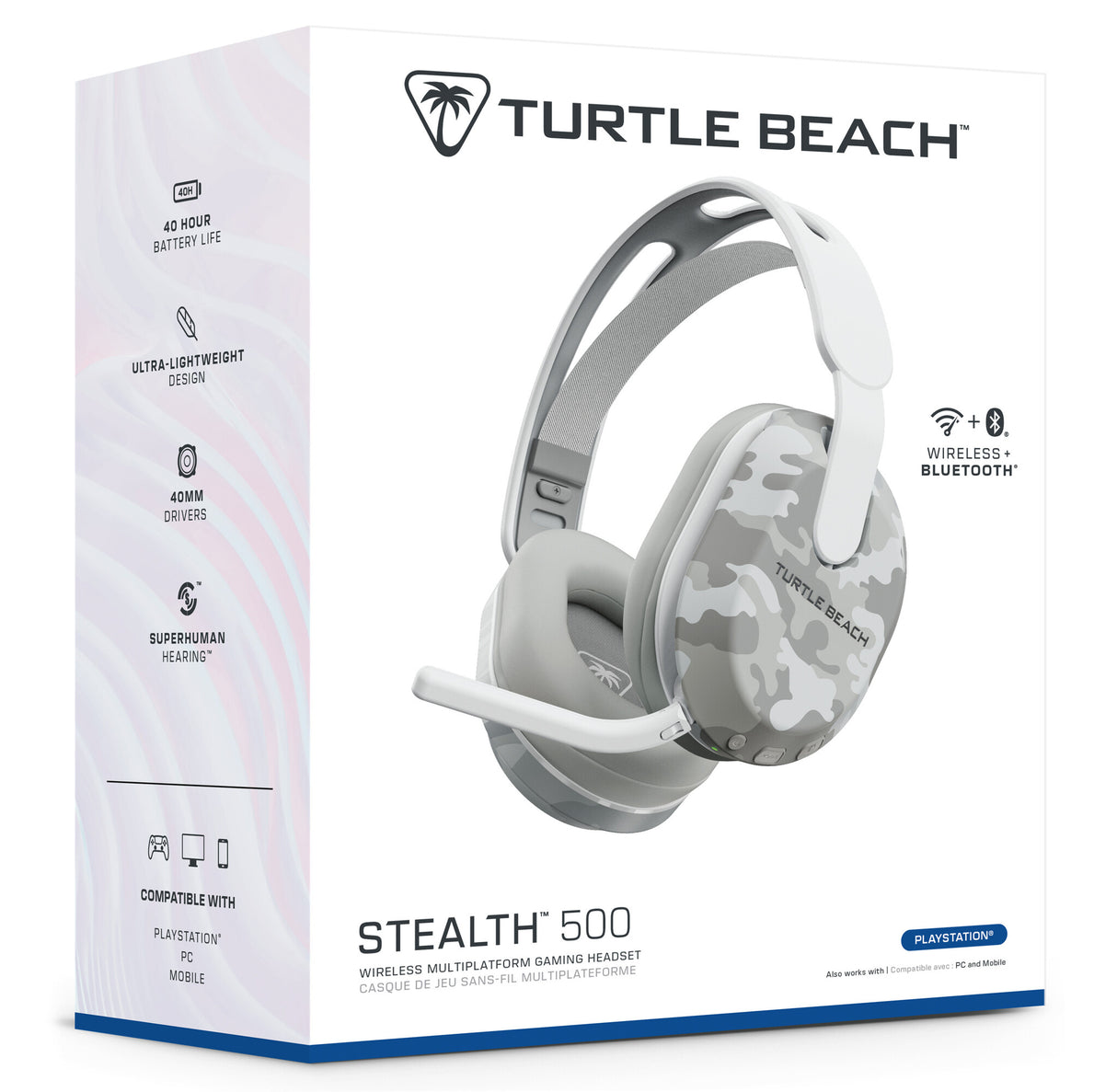 Turtle Beach Stealth 500 Arctic Camo PlayStation Wireless Gaming Headset with up to 40hr Battery and Bluetooth for PS5, PS4, PC and Mobile