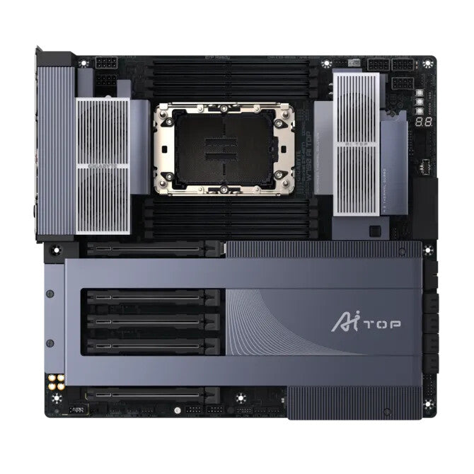 GIGABYTE W790 AI TOP Motherboard - Supports Intel Xeon CPUs, 16+2+2 phases VRM, up to 5600MHz DDR5 (OC), 4xPCIe 5.0 + 2xPCIe 4.0 M.2, Wi-Fi 7, 10 GbE LAN, Thunderbolt 4