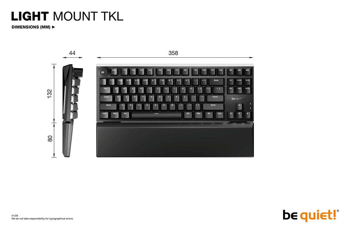 be quiet! Light Mount TKL UK - Silent Linear keyboard Gaming USB QWERTY UK English Black
