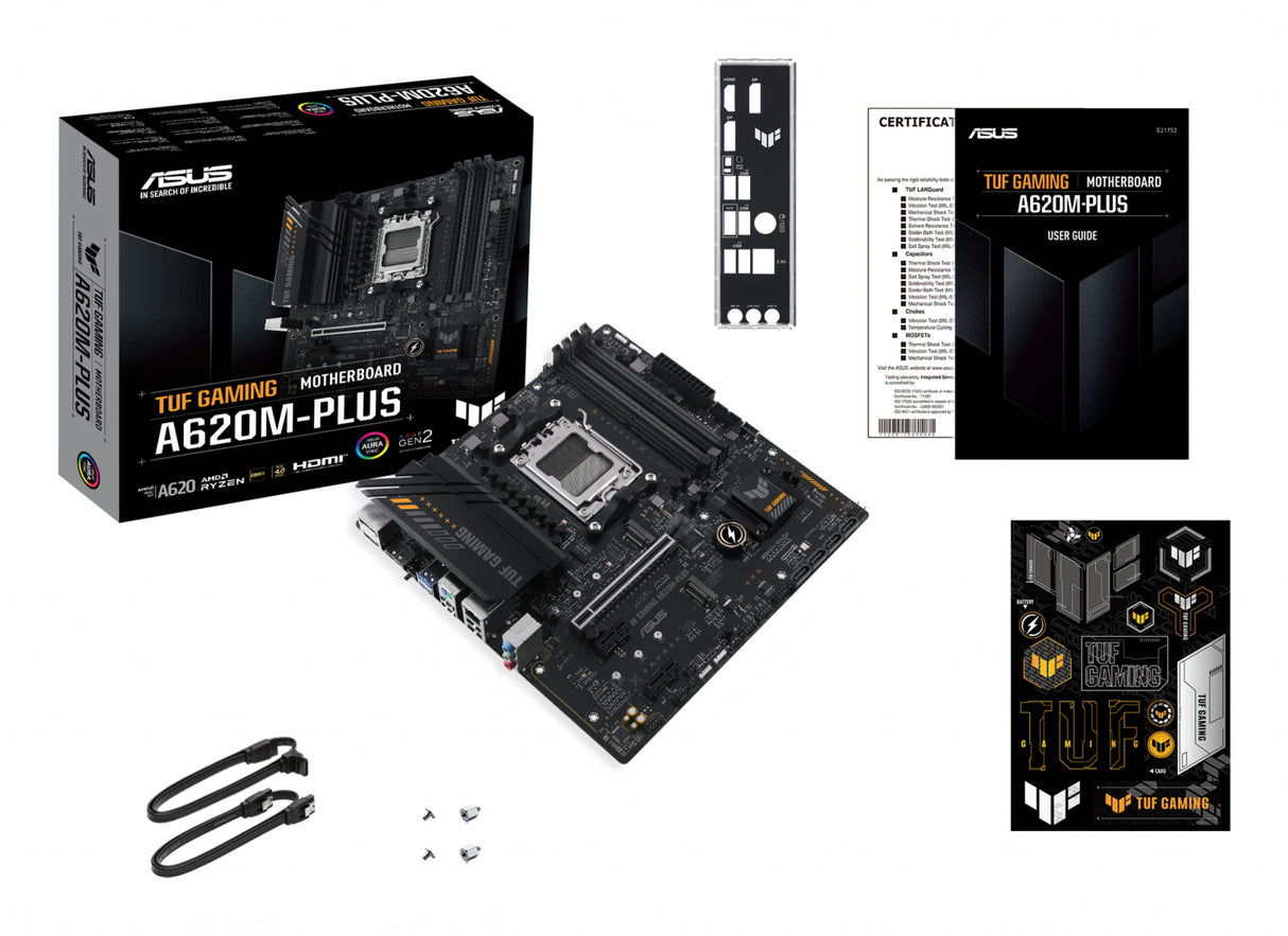 Asus TUF GAMING A620M-PLUS, AMD A620, AM5, Micro ATX, 4 DDR5, HDMI, 2 DP, LAN 2,5G, PCIe4, 2x M.2