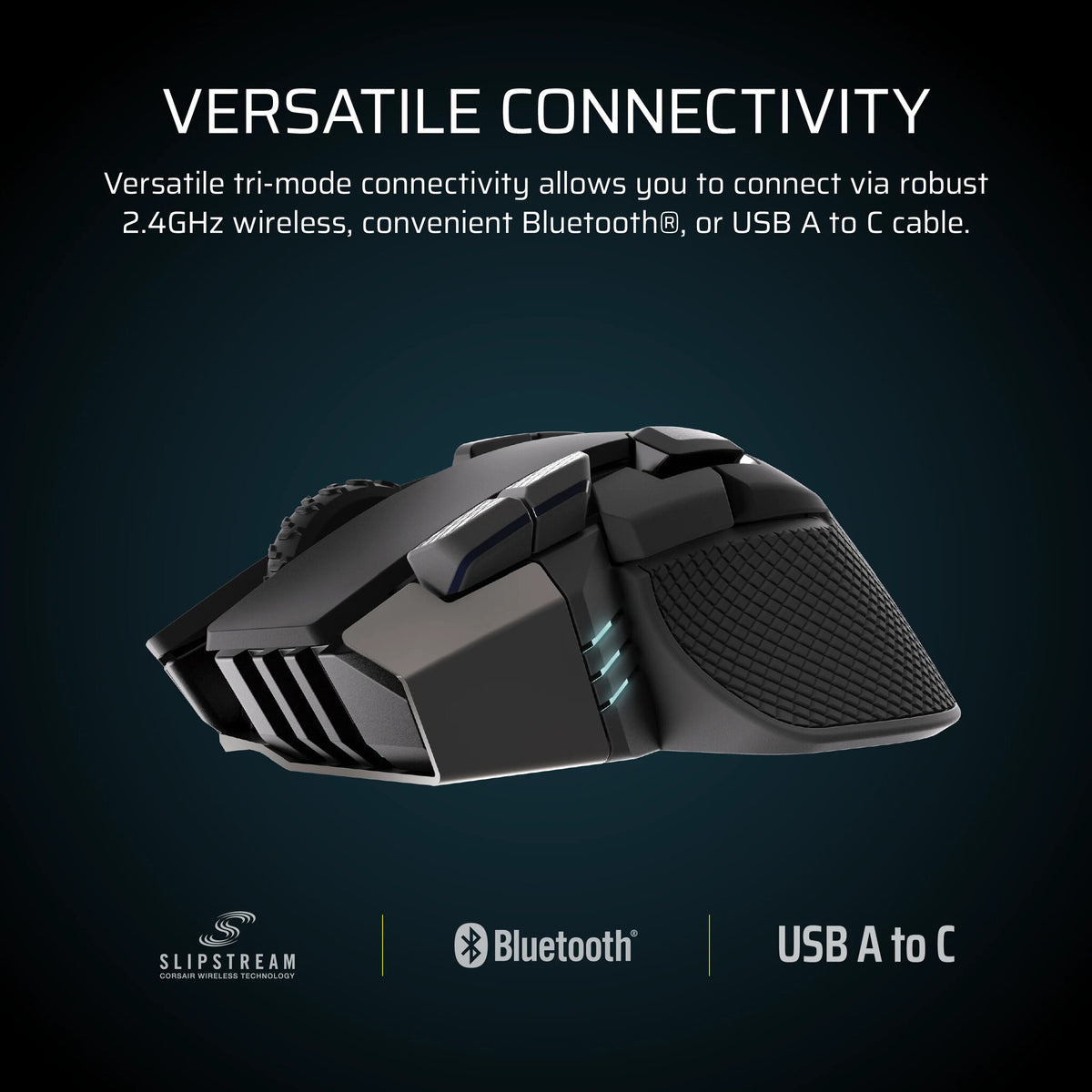 Corsair IRONCLAW WIRELESS SE mouse Gaming Right-hand RF Wireless + Bluetooth + USB Type-C Optical 26000 DPI