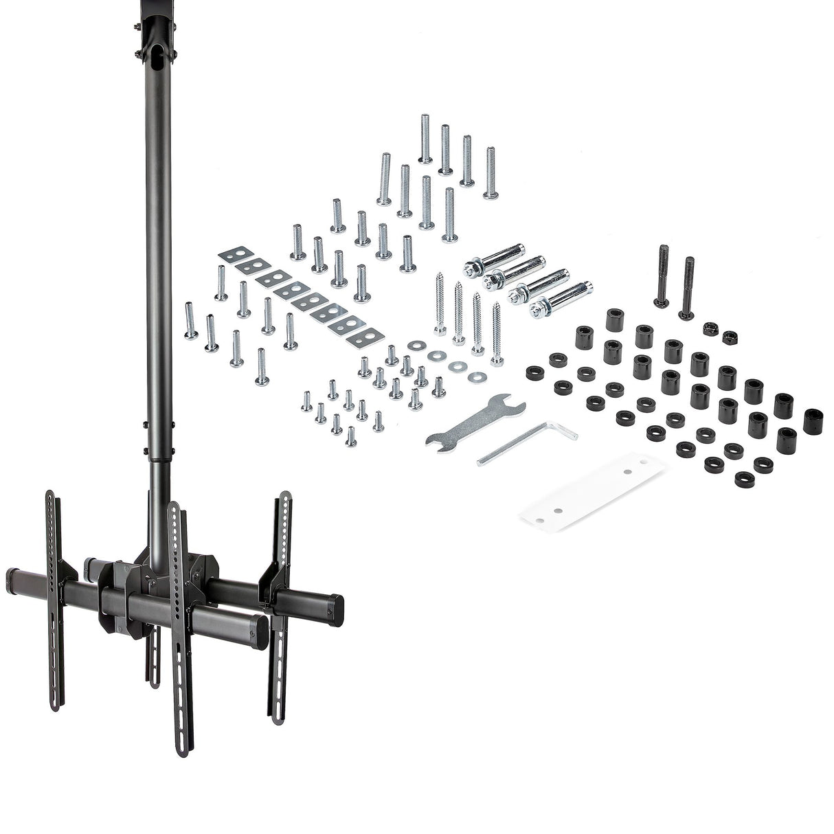 StarTech.com Dual TV Ceiling Mount - Back-to-Back Heavy Duty Hanging Dual Screen Mount with Adjustable Telescopic Pole - Tilt/Swivel/Rotate - VESA Bracket for 32”-75" Displays