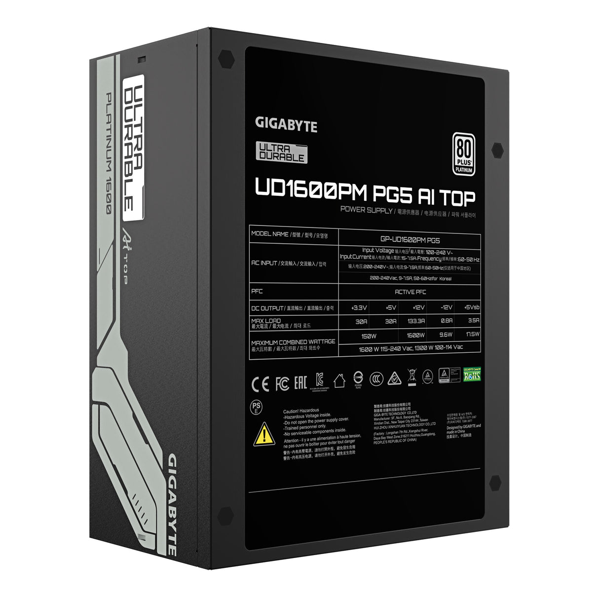 GIGABYTE UD1600PM PG5 AI TOP power supply unit 1600 W 20+4 pin ATX ATX Black