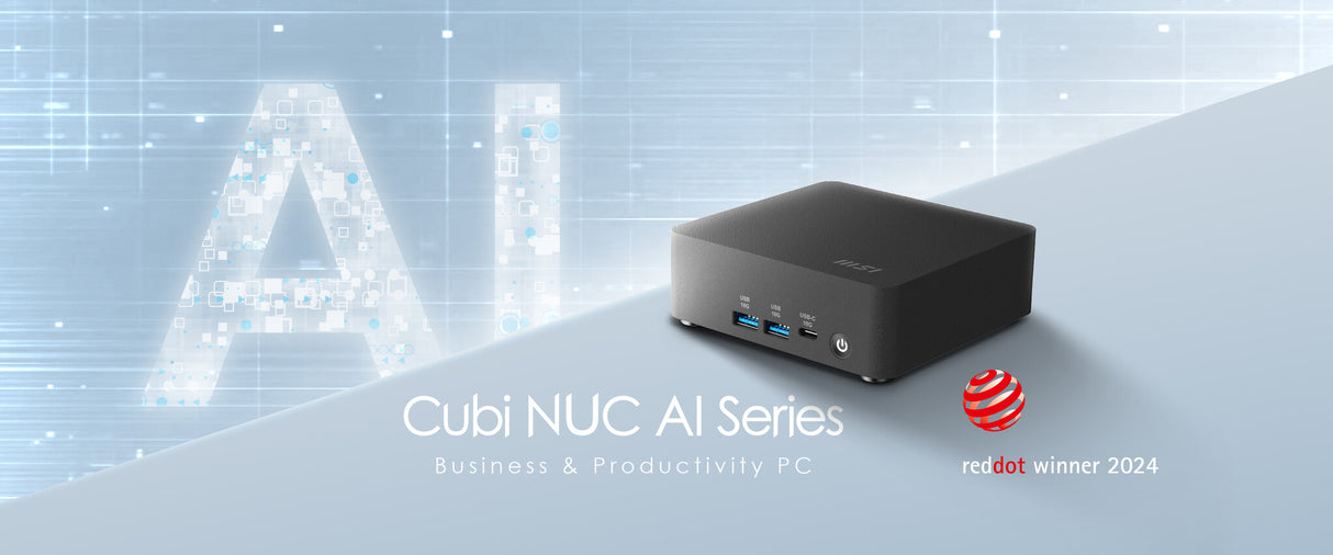 MSI Cubi NUC AI 1UMG Intel Core Ultra 5 125H , Barebone, NUC, SFF, Mini Computer, HTPC, (NO RAM, NO Storage, NO OS), Intel Graphics/DDR5/Dual ThunderBolt 4/Dual HDMI/Dual LAN/WiFi 6E/BT 5.3/VESA