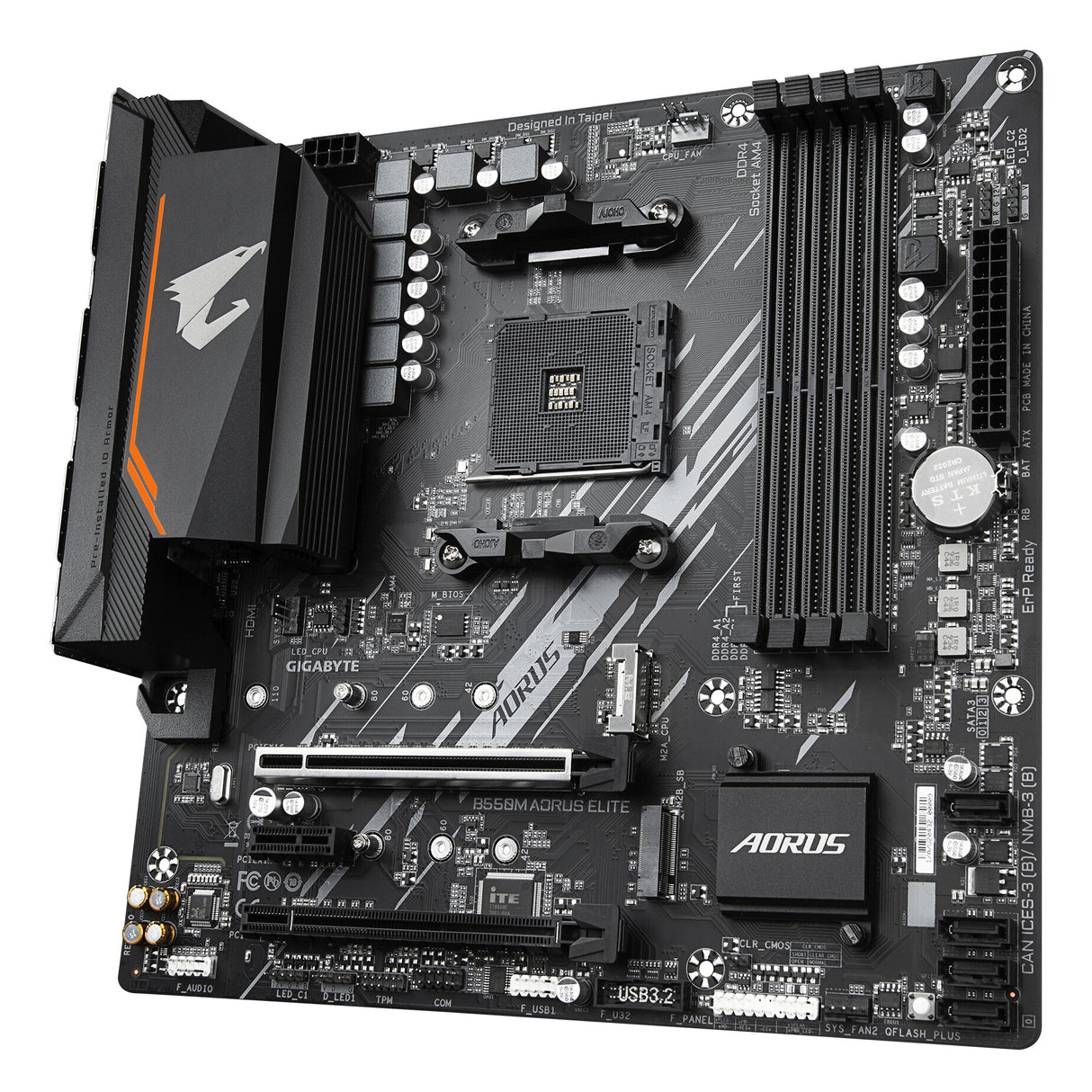 GIGABYTE B550M AORUS ELITE Motherboard - AMD Ryzen 5000 CPUs, 5+3 Phases VRM, up to 4733MHz DDR4, 1xPCIe 4.0 + 1xPCIe 3.0 M.2, 1GbE LAN, USB 3.2 Gen 1