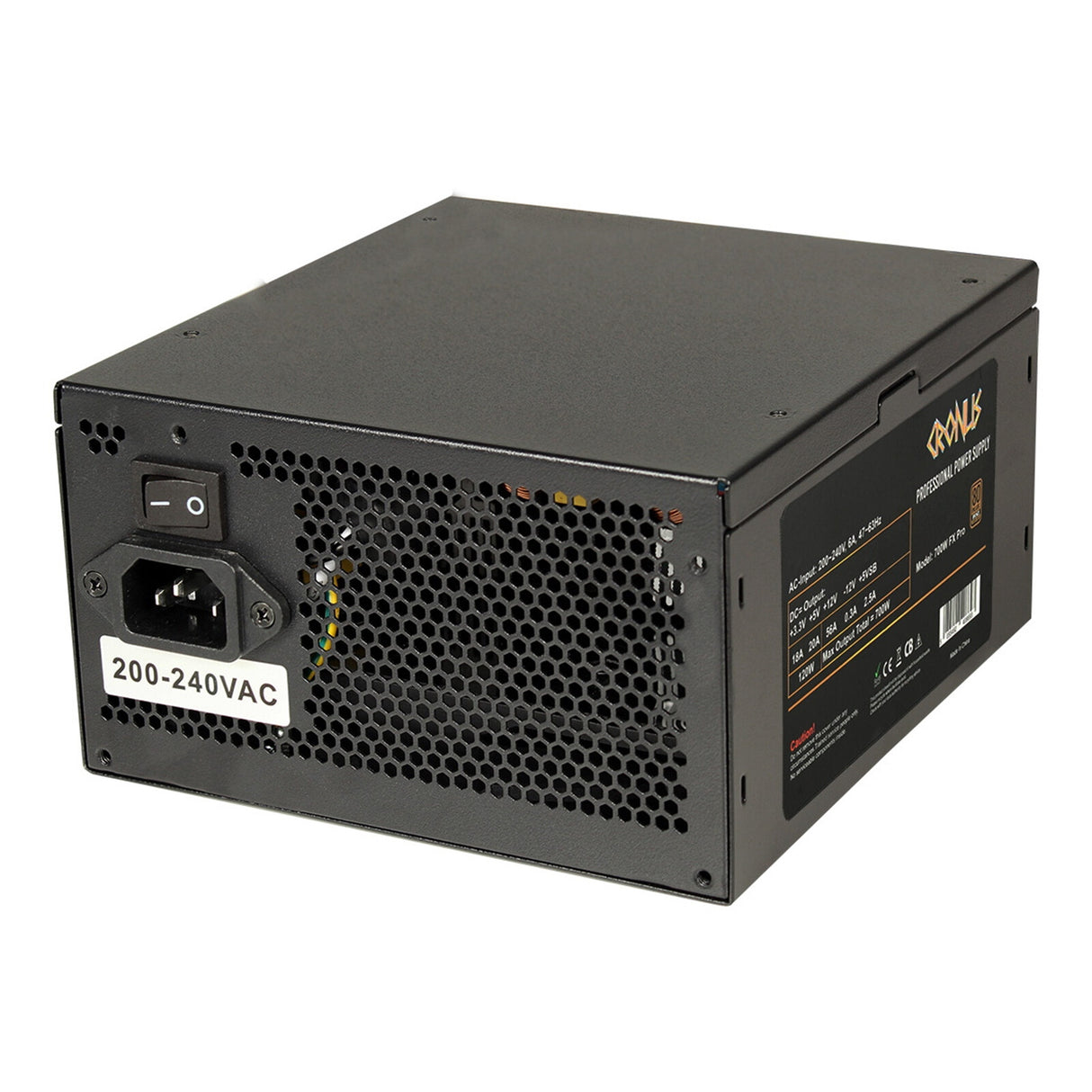 CRONUS 700ATV FX PRO Bloc d'alimentation 700 W, ventilateur de refroidissement silencieux 140 mm, bronze 80 PLUS, non modulaire, câbles plats noirs, performances suprêmes