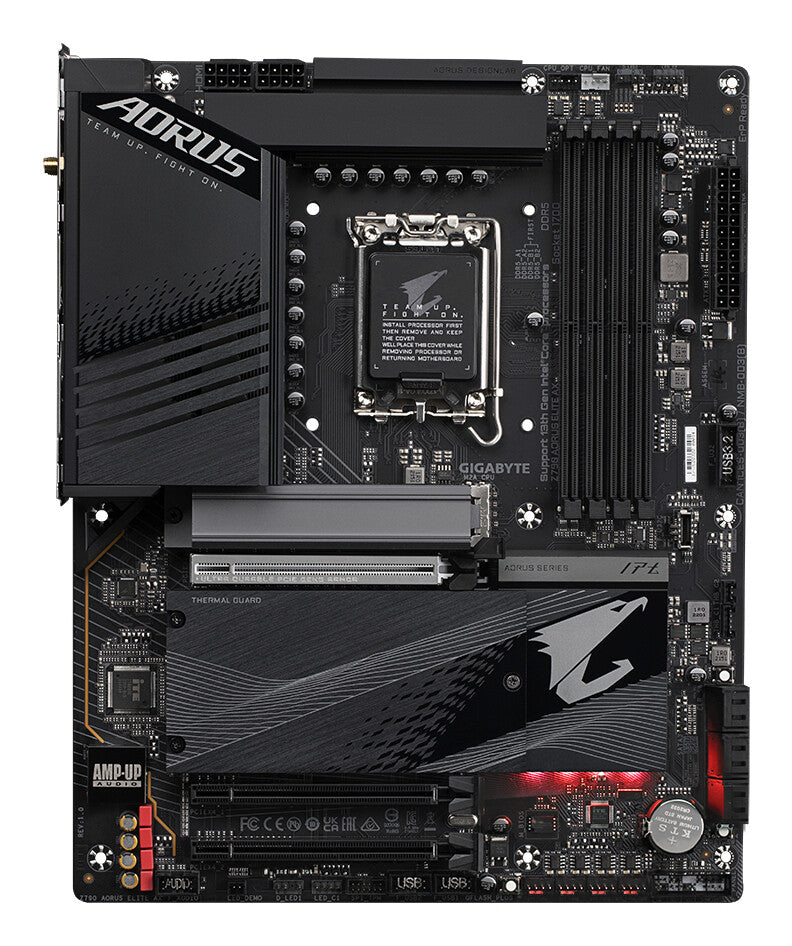 Placa base Gigabyte Z790 AORUS ELITE AX DDR5, Intel Socket 1700, 12/13.a generación, 1x PCIe 5.0 x16, 4x PCIe 4.0 x4, 1x PCIe 3.0 x4, USB 3.2 Gen 2x2 tipo C, HDMI, DisplayPort, Q-Flash Plus