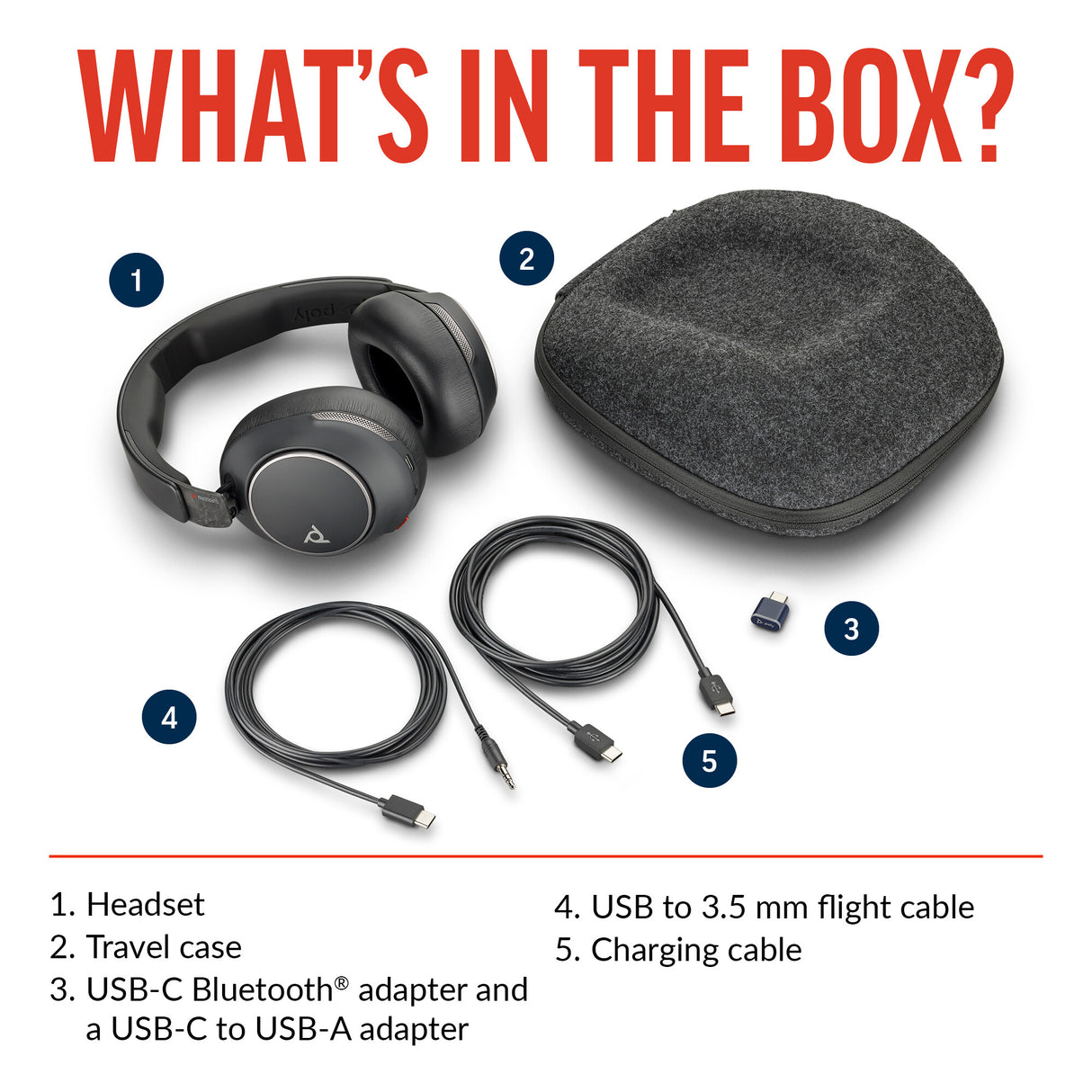 POLY Voyager Surround 80 UC USB-C Headset +USB-C/A Adapter