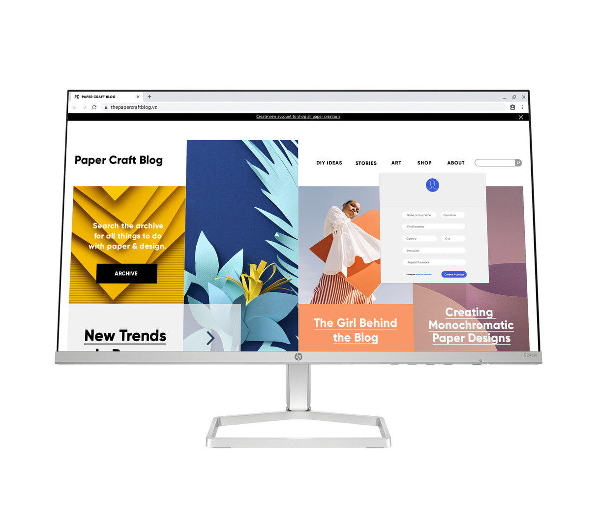 HP Series 5 23.8 inch FHD White Monitor - 524sw